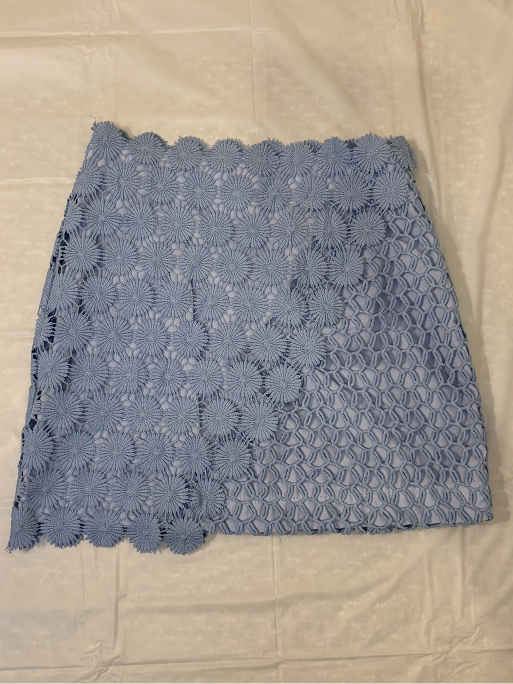 Topshop Light Blue Crochet Mini Skirt